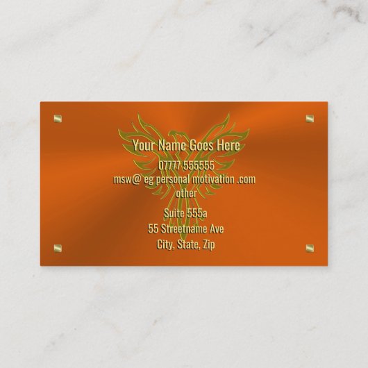 Motivatie coach, Golden Square, Oranje, Phoenix Visitekaartje (Achterkant)