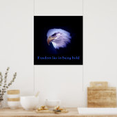 Motivatie Courage Eagle Eyes Blauw Poster (Keuken)