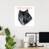 Motivatie Courage Freedom Wolf Eyes Poster (Thuiskantoor)