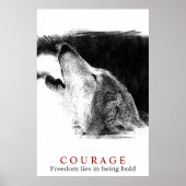 Motivatie Courage Quote Wolf Artwork Poster (Voorkant)