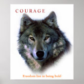 Motivatie Courage Quote Wolf Artwork Poster (Voorkant)