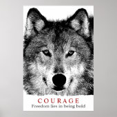 Motivatie Courage Quote Wolf Artwork Poster (Voorkant)