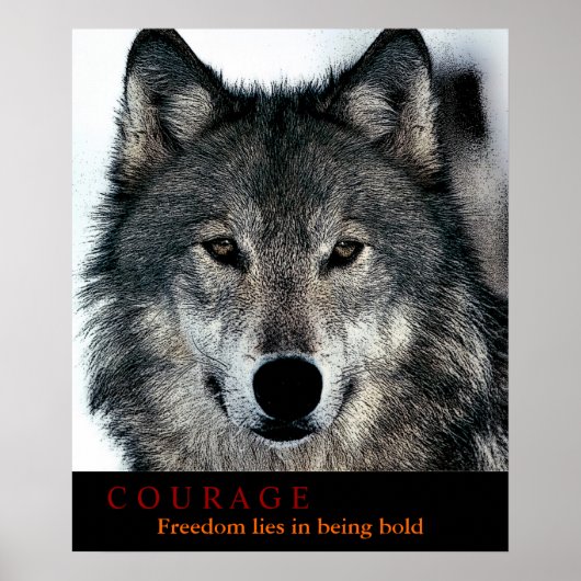 Motivatie Courage Quote Wolf Eyes Poster (Voorkant)
