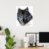 Motivatie Courage Quote Wolf Eyes Poster (Thuiskantoor)