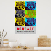 Motivatie Courage Quote Wolf Pop Art Poster (Keuken)