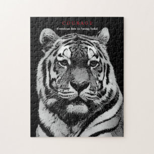 Motivatie Courage Tiger Black White Legpuzzel