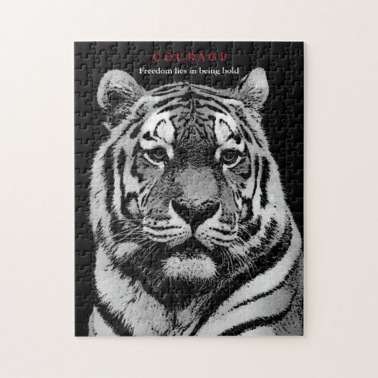 Motivatie Courage Tiger Black White Legpuzzel (Verticaal)