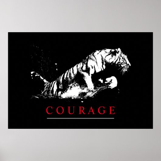 Motivatie Courage Tiger Poster (Voorkant)