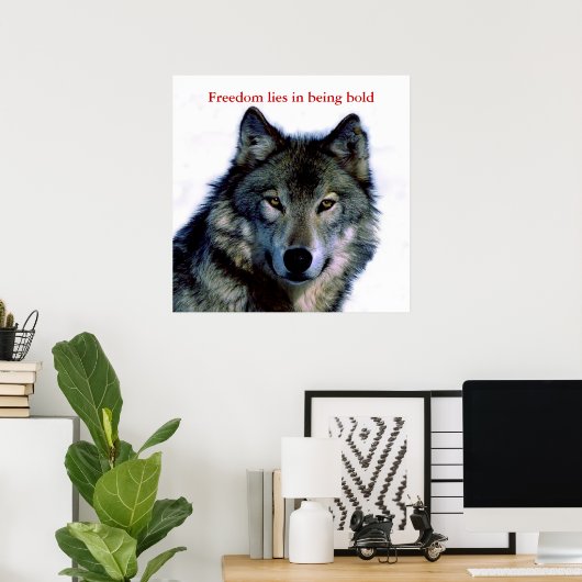 Motivatie Courage Wolf Eyes Poster (Thuiskantoor)