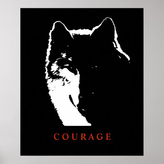 Motivatie Courage Wolf Pop Art Poster Print (Voorkant)