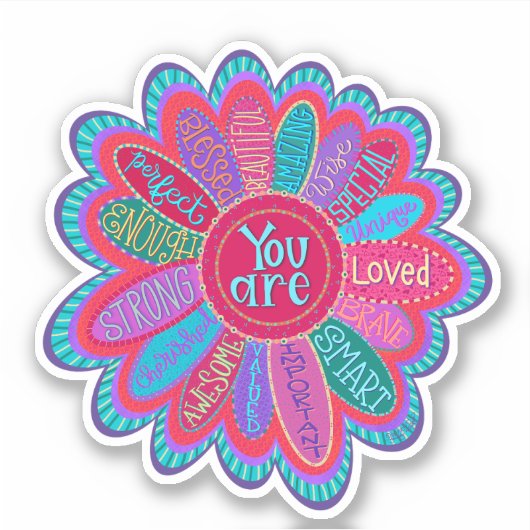 Motivatie dat je Flower Pink aanmoediging bent Sticker (Voorkant)