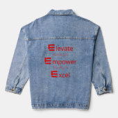 Motivatie denim jas denim jacket (Achterkant)
