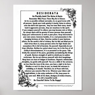Motivatie Desiderata Poem door Max Ehrmann Poster
