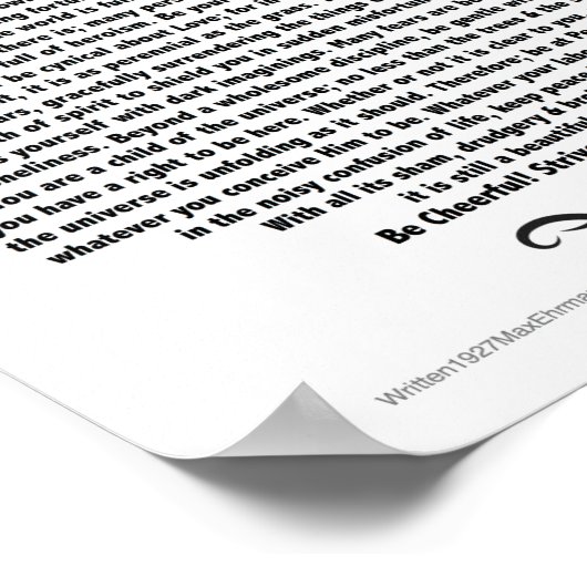 Motivatie Desiderata Poem door Max Ehrmann Poster (Hoek)