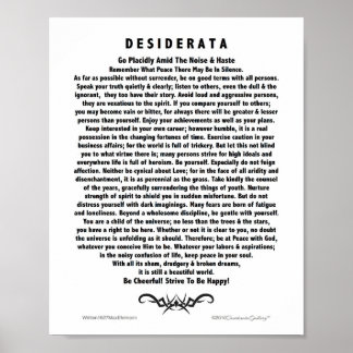 Motivatie Desiderata Poem door Max Ehrmann Poster