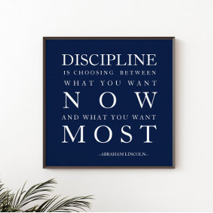 Motivatie Discipline Marineblauw Wit Poster