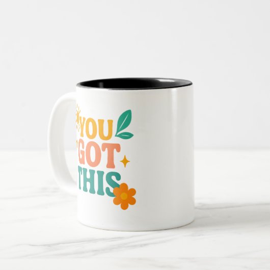 Motivatie Draag – Cool, levendig en inspirerend de Tweekleurige Koffiemok (Voorkant links)