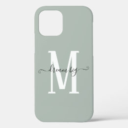 Motivatie Dream Big Monogram Initiaal Sage Case-Mate iPhone Case