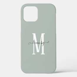 Motivatie Dream Big Monogram Initiaal Sage iPhone 12 Hoesje