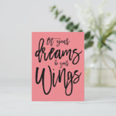 Motivatie dromen zijn je vleugels script koraal briefkaart (Staand voorkant)