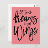 Motivatie dromen zijn je vleugels script koraal briefkaart (Voorkant / Achterkant)