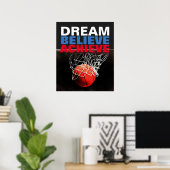 Motivatie droom: Basketball bereiken Poster (Thuiskantoor)