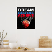 Motivatie droom: Basketball bereiken Poster (Keuken)