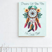 Motivatie Droomvanger Bloemen Waterverf Kunst Canvas Afdruk