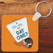 Motivatie egel op een dag of dag één? Cartoon Sleutelhanger (Achterkant)