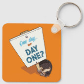 Motivatie egel op een dag of dag één? Cartoon Sleutelhanger (Achterkant)