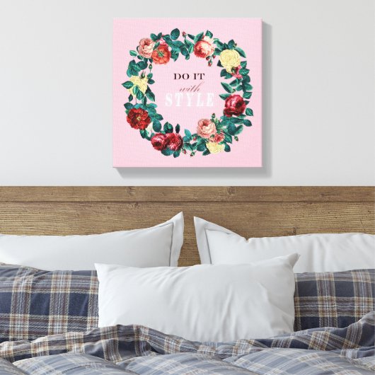 Motivatie Elegant  Rozen Wreator Canvas Afdruk (Insitu (Slaapkamer))