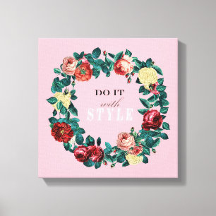 Motivatie Elegant  Rozen Wreator Canvas Afdruk