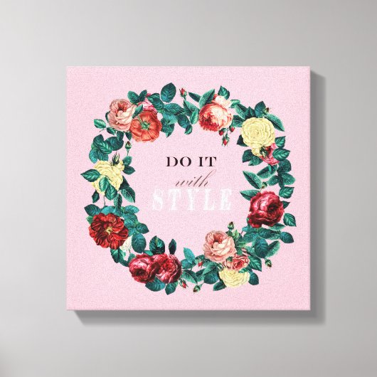 Motivatie Elegant Rozen Wreator Canvas Afdruk (Voorkant)