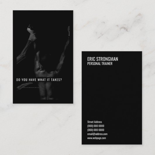 Motivatie en inspirerende trainerskaart zwart visitekaartje (Voorkant / Achterkant)
