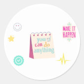 Motivatie en positieve vibes ronde sticker (Voorkant)