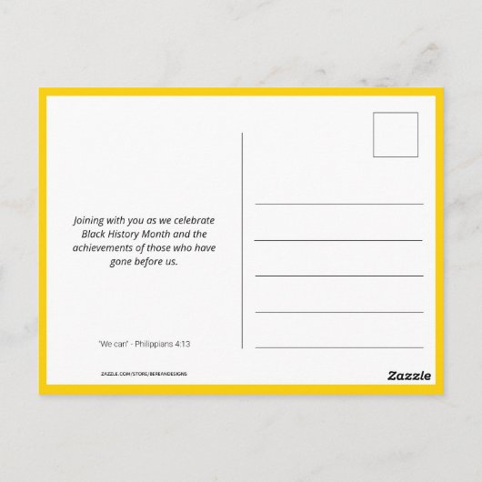 Motivatie feestdag Zwarte Geschiedenis Maand Briefkaart (Achterkant)