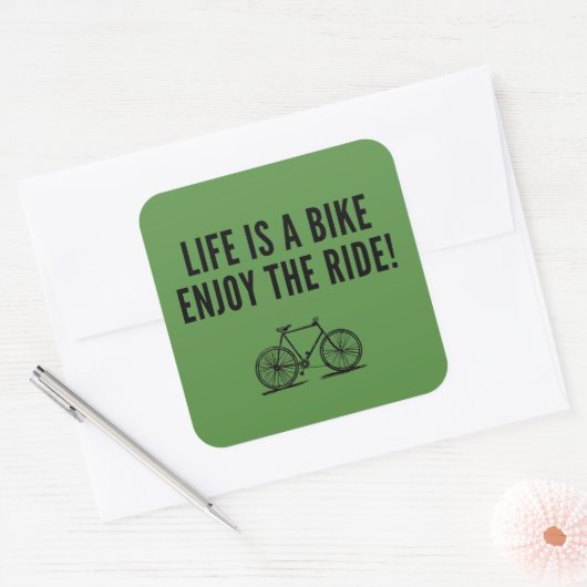 Motivatie fietsen vierkante sticker (Envelop)