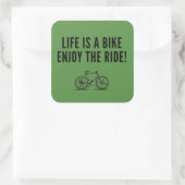 Motivatie fietsen vierkante sticker (Tas)
