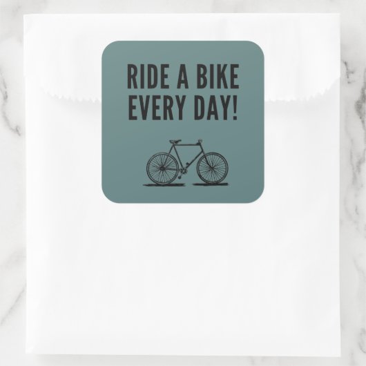 Motivatie fietsen vierkante sticker (Tas)
