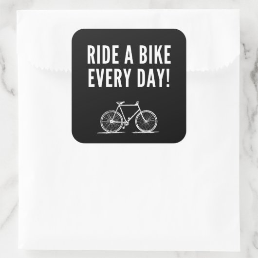 Motivatie fietsen vierkante sticker (Tas)