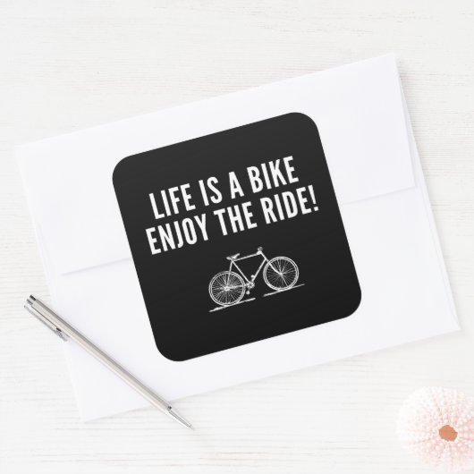 Motivatie fietsen vierkante sticker (Envelop)
