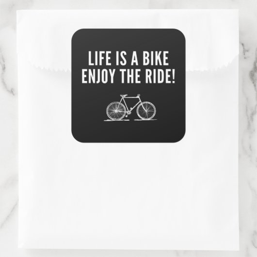 Motivatie fietsen vierkante sticker (Tas)
