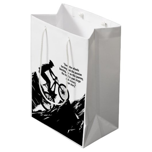 Motivatie Fietssport om u te inspireren Custom Medium Cadeauzakje (Voorkant Gekanteld)