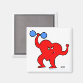 Motivatie fitness Cartoon oefend hart Magneet (Voorkant / Achterkant)