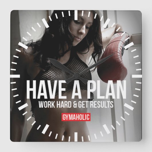 Motivatie fitness Gym Vierkante Klok (Voorkant)