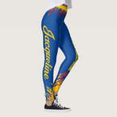 Motivatie Flames Goudgeel Script DEEP BLUE Leggings (Rechts)