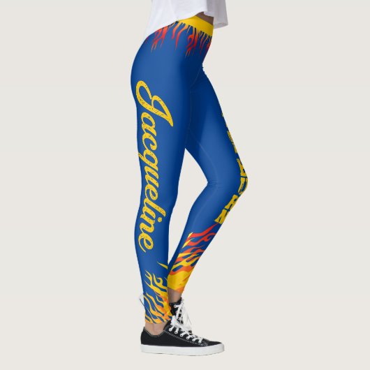 Motivatie Flames Goudgeel Script DEEP BLUE Leggings (Rechts)