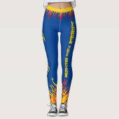 Motivatie Flames Goudgeel Script DEEP BLUE Leggings (Voorkant)