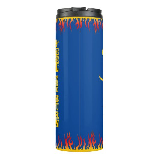 Motivatie Flames Goudgeel Script DEEP BLUE Thermosbeker (Achterkant)
