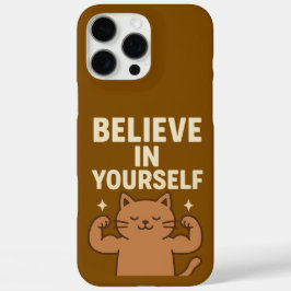 Motivatie Flexing Cat - "Geloof in jezelf" iPhone 16 Pro Max Hoesje